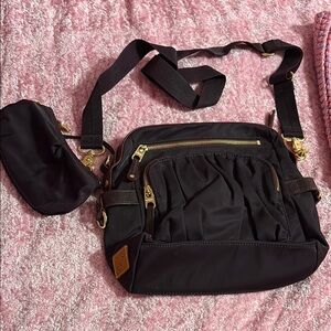 MZ Wallace NY, deep maroon crossbody bag. With glasses case. Gently used.